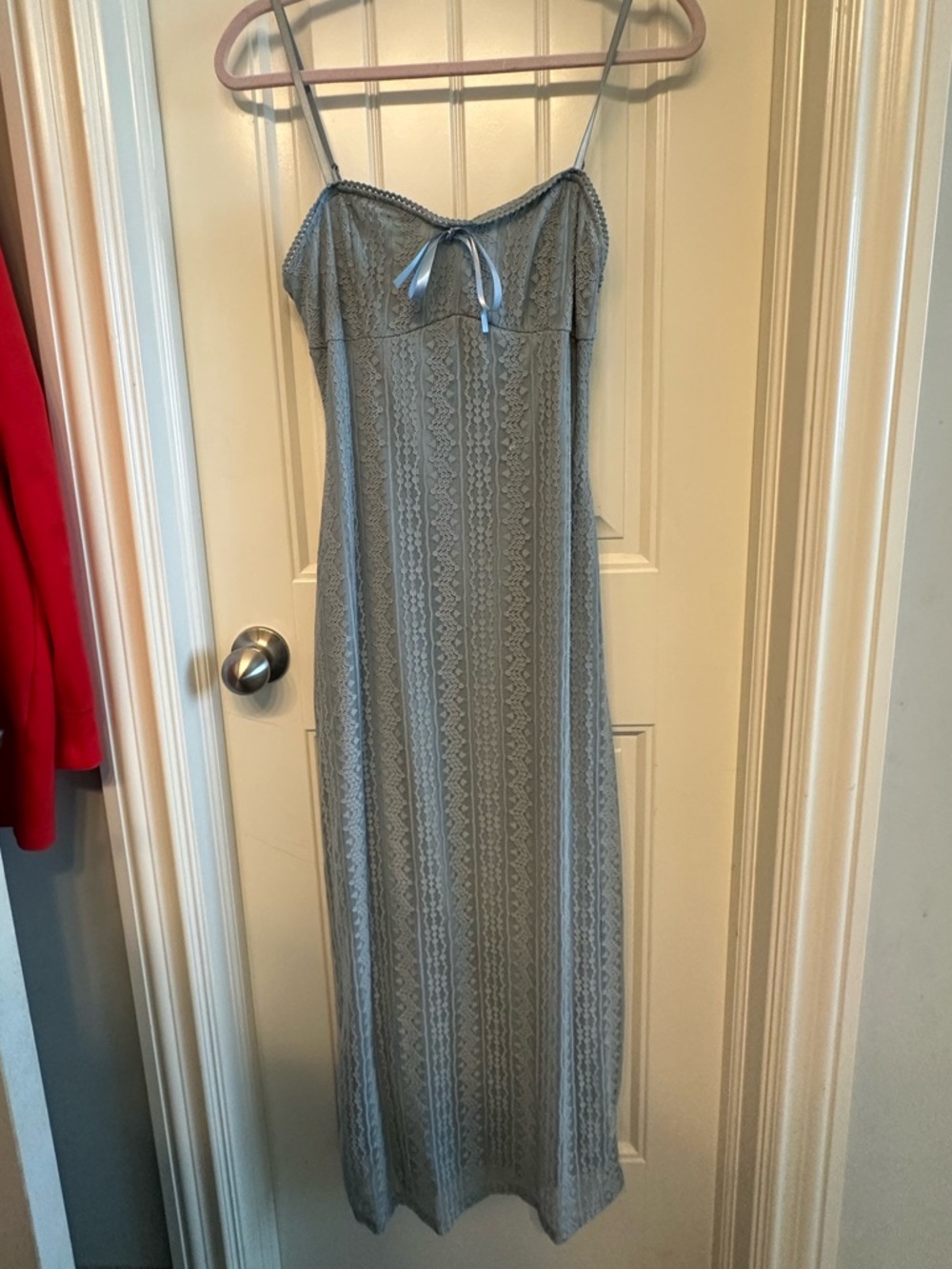 Fashion Nova Light Blue Lace-Trim Slip Dress